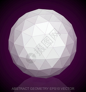 抽象几何低聚白色球体  EPS 10矢量图几何学测量插图等距三角形多边形紫色反射数字背景图片