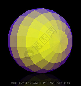 抽象几何低聚黄色球体  EPS 10矢量图插图坡度黑色测量紫色等距几何学数字多边形长方形背景图片