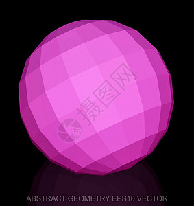 同心聚力抽象立体低聚粉红色球体  EPS 10矢量图长方形数字反射测量插图几何学多边形等距粉色黑色插画
