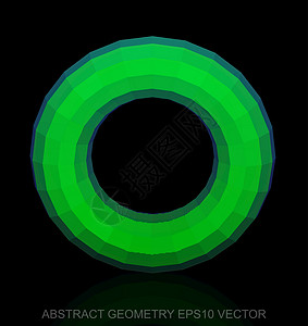 抽象立体低聚绿色圆环  EPS 10矢量图坡度反射插图创造力黑色圆圈几何学等距长方形测量背景图片