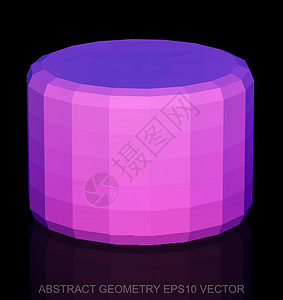 抽象几何低聚粉红色圆柱体  EPS 10矢量图测量黑色粉色数字坡度等距反射圆柱插图紫色背景图片