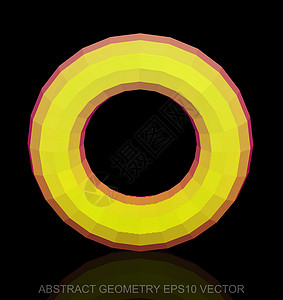 抽象几何低聚黄色环面  EPS 10矢量图插图长方形坡度等距测量创造力数字几何学戒指反射背景图片