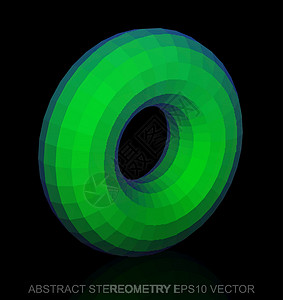 抽象几何低聚绿色圆环  EPS 10矢量图等距黑色戒指数字插图测量多边形反射几何学蓝色背景图片