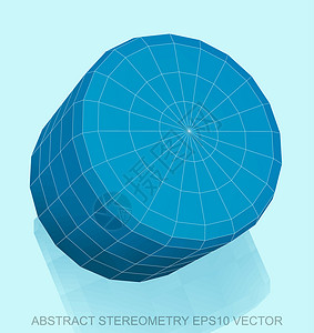 抽象立体低聚蓝色圆柱体  EPS 10矢量图测量圆柱等距插图多边形数字几何学长方形创造力反射背景图片