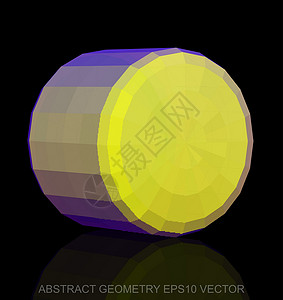 抽象立体低聚黄色圆柱体  EPS 10矢量图坡度数字测量几何学多边形黑色插图等距反射圆柱背景图片