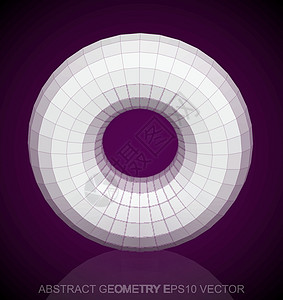 抽象几何低聚白色圆环  EPS 10矢量图数字反射几何学插图测量等距戒指多边形创造力紫色背景图片