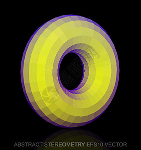 抽象立体 低聚黄团 EPS 10 矢量数字反射长方形测量几何学黑色等距圆环多边形紫色背景图片