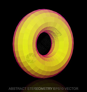 抽象几何低聚黄色环面  EPS 10矢量图圆环红色坡度数字插图几何学创造力反射戒指等距背景图片