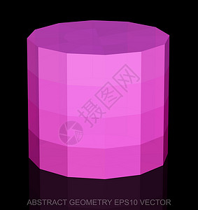 聚力前行抽象立体低聚粉红色圆柱体  EPS 10矢量图插图几何学粉色多边形等距长方形测量圆柱数字黑色插画