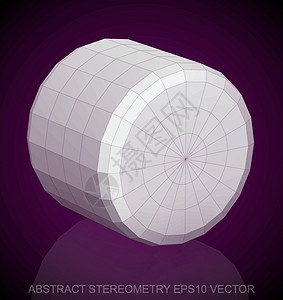 抽象立体 低聚白柱 EPS 10 矢量几何学反射等距插图圆柱长方形白色测量数字多边形背景图片