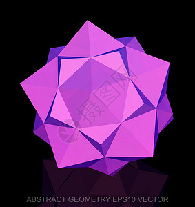 抽象立体低聚粉红色十二面体  EPS 10矢量图数字坡度黑色粉色三角形等距多边形反射紫色几何学背景图片