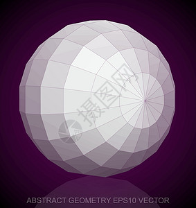 抽象立体低聚白球  EPS 10矢量图多边形测量等距长方形紫色反射几何学白色数字插图背景图片