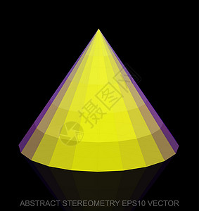 抽象立体低聚黄锥  EPS 10矢量图黄色黑色多边形测量锥度长方形反射等距紫色几何学背景图片