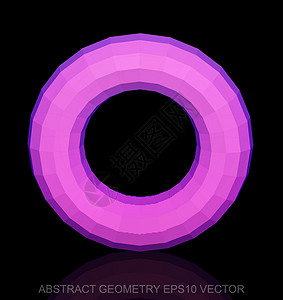 抽象立体低聚粉红色环面  EPS 10矢量图反射插图黑色数字紫色坡度几何学圆环多边形粉色背景图片