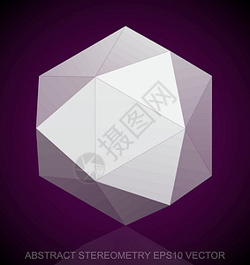 抽象几何低聚白色八面体  EPS 10矢量图数字等距测量紫色反射多边形三角形插图几何学背景图片
