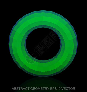 抽象立体低聚绿色圆环  EPS 10矢量图创造力插图几何学戒指蓝色反射圆圈数字多边形长方形背景图片
