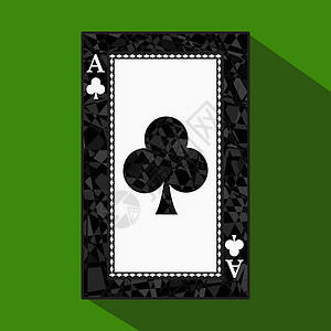 绿色扑克纸牌 图标图片很简单 关于黑暗区域边界的CLUB ace 绿色背景上的矢量图 申请网站预约印刷衬衫面料室内设计登记插画