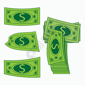 图标简单货币 概念商业利润 绿色美元 白色矢量插图很容易区分背景 也可以在白线上画一个图解插画
