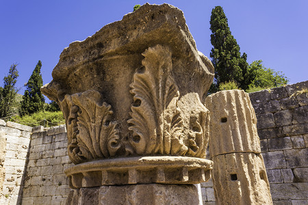 希腊梅西尼古老 梅西尼亚 佩洛蓬内斯大理石考古学假期地标纪念碑旅行蓝天旅游石头艺术背景图片