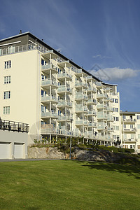 瑞典公寓区块标志路灯房屋天空入口开发灯光条件结构外观背景图片