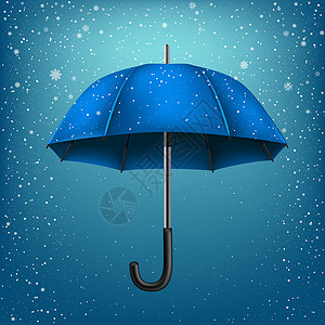 雨雪背景和雨伞蓝色气象天蓝色雷雨气候辉光庇护所雪花插图天气背景图片