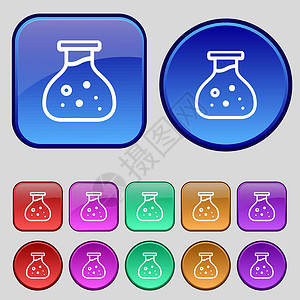 普雷托伊亚广场化学图标标志 一套十二个复古按钮为您的设计 韦克托插画