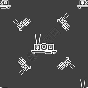 玉筋鱼寿司图标标志 灰色背景上的无缝模式 韦克托玉子美食文化餐厅艺术海藻午餐互联网插图筷子插画