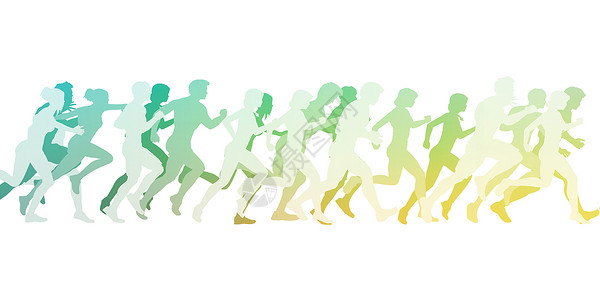 一群人奔跑运动白色竞赛训练跑步背景图片