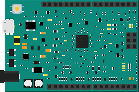 梅利诺尼带微控制器的 DIY 电子 Uno 板编程电容器电脑处理器木板测试芯片晶体管母板电气设计图片