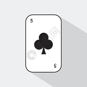 扑克三张素材扑克牌 五家具乐部 白色背景易于分离插画