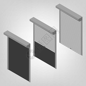 窗户锁钢制安全百叶窗插图财产绘画房间窗户金属入口建筑学滚动网络出口插画