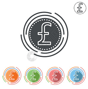 圆形货币英镑符号绝缘扁平 ico插画