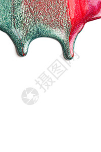 波兰文钉甲光泽度珍珠液体金属红色凝胶绿色美甲飞溅痕迹背景图片