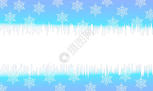 圣诞卡蓝蓝色蓝色冰柱白色雪花卡片背景图片