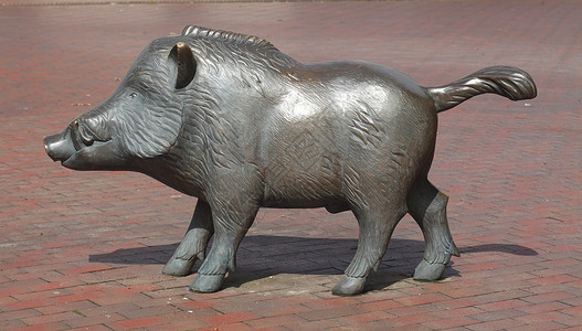 野猪金属石头雕塑公猪数字动物背景图片