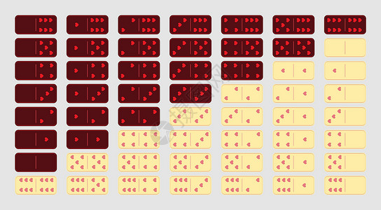 京八件多米诺勃艮第 灰色背景上的二十八件插画