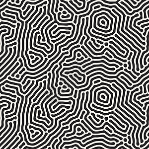 有机不规则圆形线条 矢量无缝黑白图案打印插图条纹几何学风格装饰包装迷宫纺织品艺术背景图片