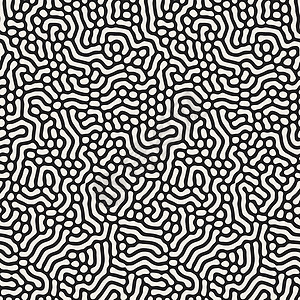 有机不规则圆形线条 矢量无缝黑白图案包装纺织品几何学风格艺术圆圈条纹插图打印迷宫背景图片