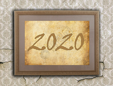 带棕色纸的旧框架     2020年卡片印刷字母海报材料地毯陷害脚本新年背景图片