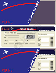 机票出票界面前往伯利兹的航班机票设计图片