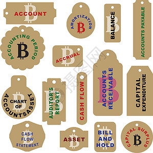 会计标签素材加密货币的一组标签 - 比特币插画