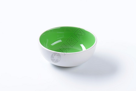 空陶瓷碗制品圆形绿色陶器点心餐具盘子白色背景图片