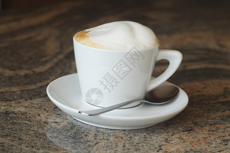 卡布奇诺杯咖啡白色杯子背景图片