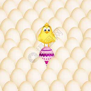 鸡蛋里的小鸡快乐绘画明信片翅膀插图宗教食物动物背景图片