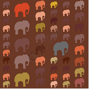 纺织书籍封面包装用彩色大象的无缝图案灰色红色野生动物动物荒野打印宠物哺乳动物蓝色绿色背景图片