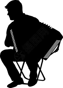 它制作图案白色背景上的剪影音乐家手风琴演奏者男性竖琴乐趣乐器文化音乐家成人欢乐手指钢琴插画