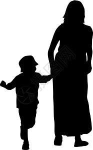 母亲手的素材白色背景上的黑色剪影家庭 它制作图案矢量女性男生女士儿子插图乐趣女孩幸福行动夫妻设计图片