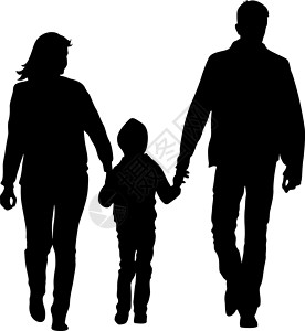 手形剪影素材在白色背景上的幸福家庭的剪影 矢量图母亲父亲团体女孩插图男人快乐儿子女性女士插画