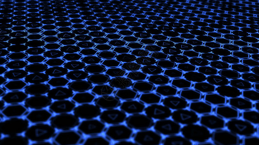 六边形技术背景 环形  3D渲染科学电脑插图高科技细胞力量动态蜂窝网络蓝色背景图片