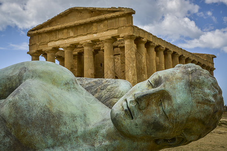 西西里语在神殿的西西里 和谐之前旅行考古学石头景点建筑学雕塑纪念碑天空文化历史性背景